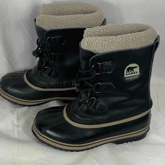 Sorel Yoot Pac Black Leather Rubber Waterproof Winter Boots Yth Sz 5 NY1880-013 - Picture 4 of 6